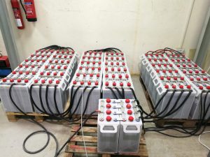 shows batteries in processing for regeneration 